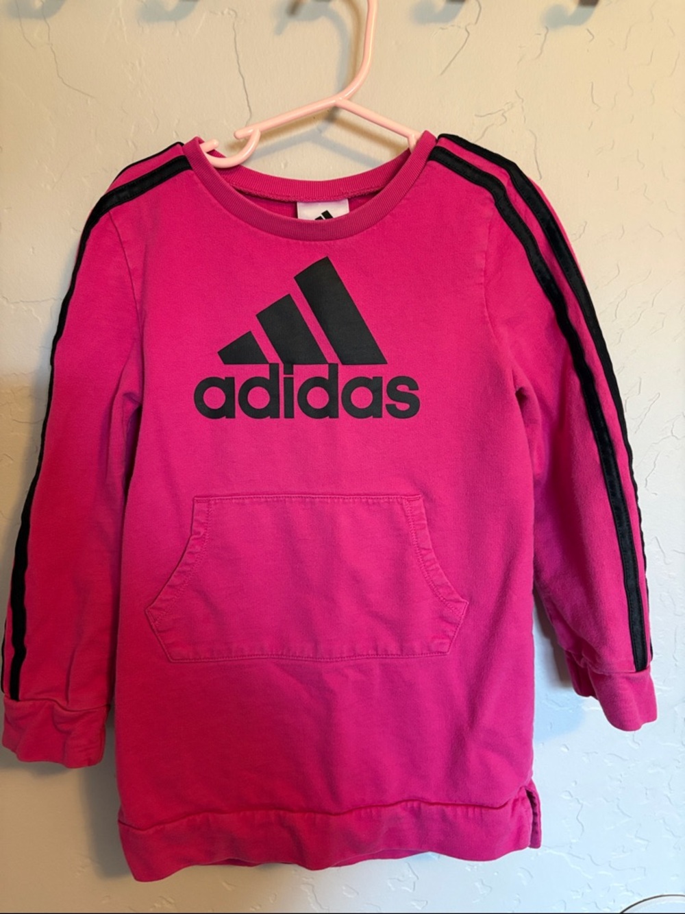 💛 adidas Girls Bright Pink Pullover with Black Logo